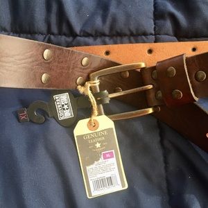 CONVERSE ONE*STAR GOLD STUDDED LEATHER BELT XL NWT